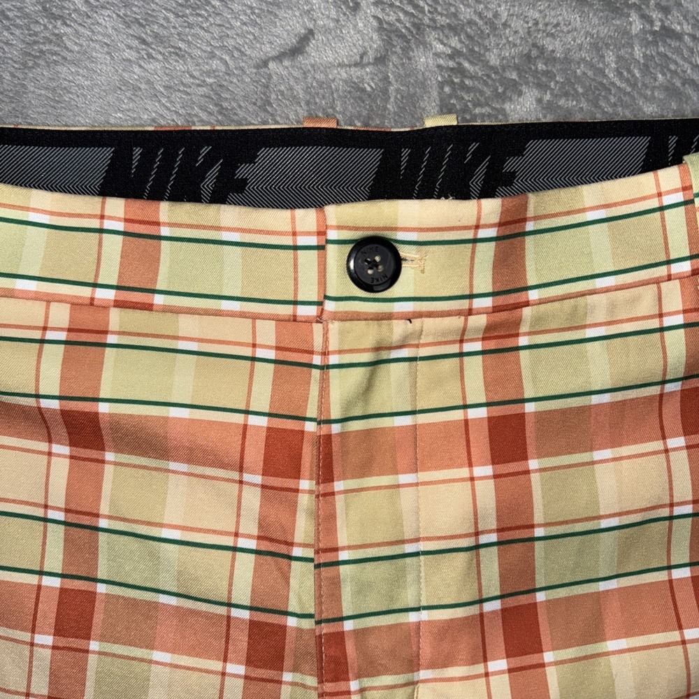 Nike Golf Flex Dri-Fit Shorts Men's 38 Celestial Gold Orange Plaid - Picture 2 of 7
